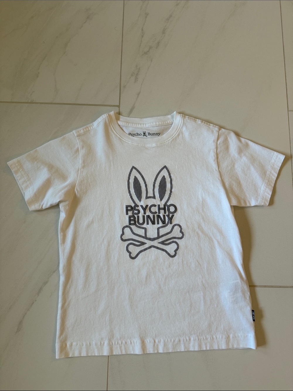 Psycho Bunny Kids White Tee with Gray Logo